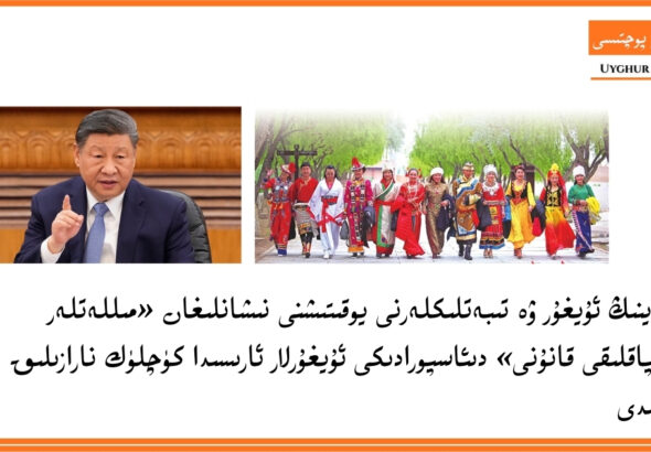 хитайниң уйғур вә тибәтликләрни йоқитишни нишанлиған &laquo;милләтләр иттипақлиқи қануни&raquo; диъаспорадики уйғурлар арисида күчлүк наразилиқ қозғиди